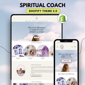 Spiritual Shopify Theme Spiritual Coach Shopify for Coaches Minimal Shopify Store Spiritual Website Crystals Shopify Magical Shopify