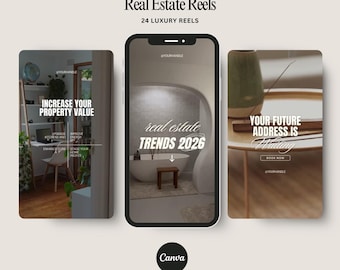Reels de Instagram de bienes raíces, Reel de agente inmobiliario, Video de TikTok de agente inmobiliario, Canva editable
