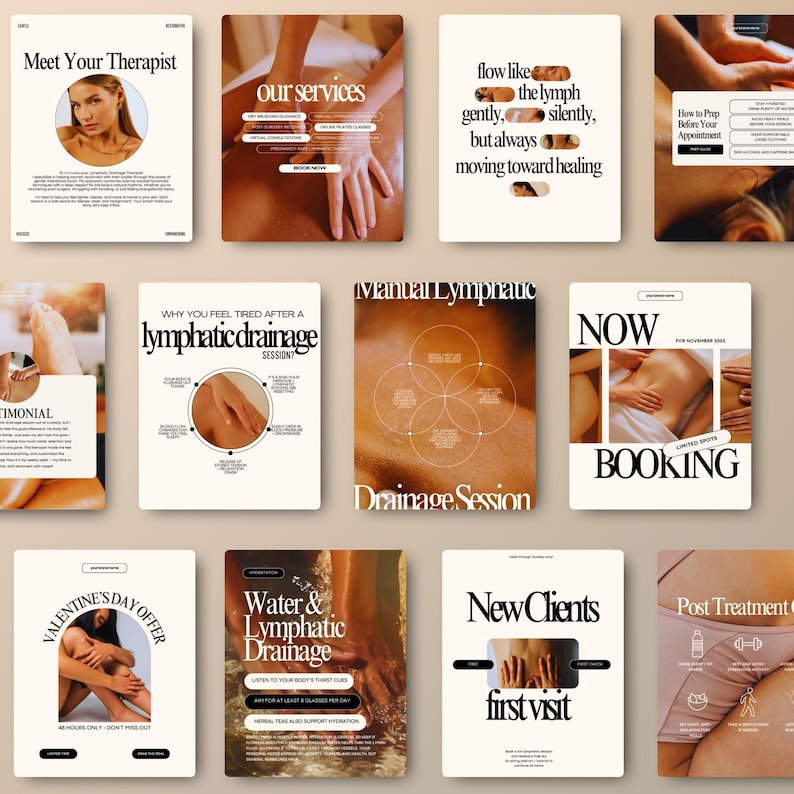Lymphdrainage Massage Instagram Templates, Spa Social Media (Digitaler Download) Bild 3