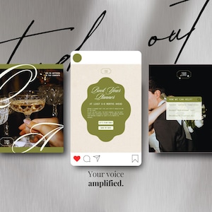 May include: A promotional graphic with three social media-style posts. The central post reads "Book Your Planner" with text below. The bottom of the graphic reads "Your voice amplified."