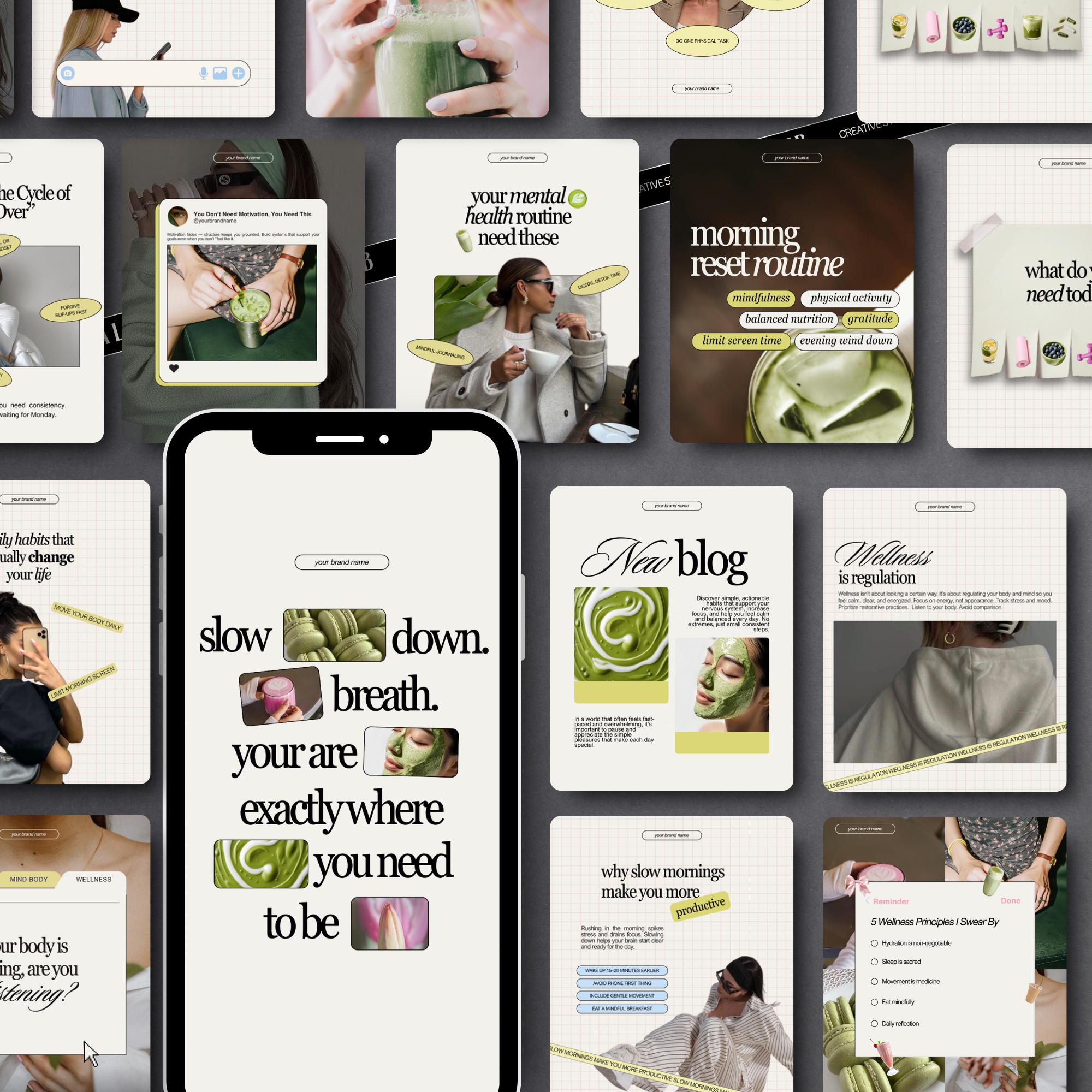 Wellness Coach Instagram Templates Post Social Media Coaching: 55 ...