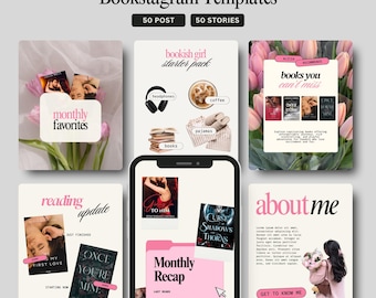 Plantillas de Instagram para Bookstagram, publicaciones para amantes de los libros, autores de publicaciones en redes sociales, creador de contenido literario