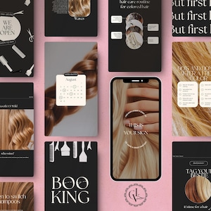 100 Hair Salon Instagram Templates Editable Hairdresser Social Media Posts Canva Templates for Hairstylists and Beauty Salons Social Media