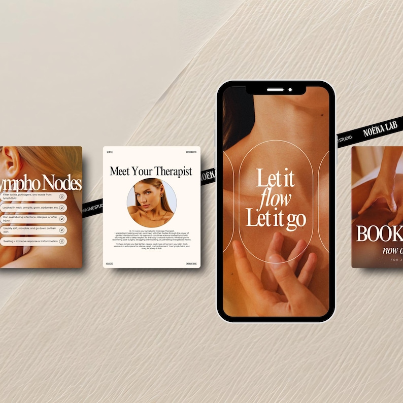 Lymphdrainage Massage Instagram Templates, Spa Social Media (Digitaler Download) Bild 5