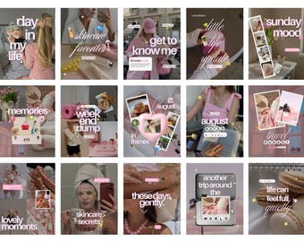 Viral Pink Instagram Templates for Content Creator, UGC Social Media Post, Scrapbook Post That Girl Canva Editable