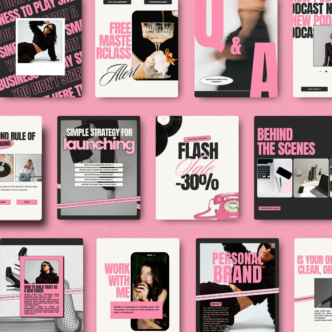 Pink Social Media Manager Instagram Post Templates for Canva: Digital ...