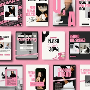 Pink Instagram Post Templates for Social Media Managers & Business Coaches