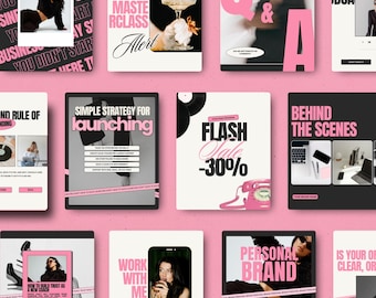 Pink Social Media Manager Instagram Post Templates for Canva: Digital Download