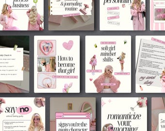 Inhaltsersteller Pink Instagram Post Vorlagen: That Girl, UGC Instagram, Canva Bearbeitbarer digitaler Download