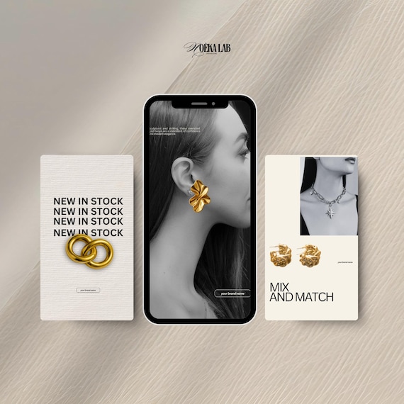 Luxury Jewelry Instagram Templates, Permanent Jewelry: Editable Canva Social Media Post