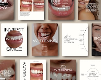 Plantillas de Instagram para blanqueamiento dental, publicaciones para dentistas en redes sociales: plantillas editables de Canva