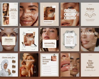 Instagram Templates for Med Spa Social Media Posts for Esthetician, Botox & Skincare Canva Editable