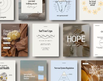 Plantillas de Instagram de bienestar, publicación de Instagram sobre salud mental: contenido de redes sociales de autocuidado Canva, psicólogo