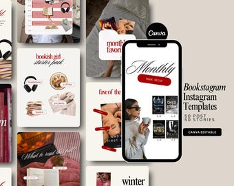 Plantillas de Instagram para Bookstagram, redes sociales para amantes de la lectura (Canva)