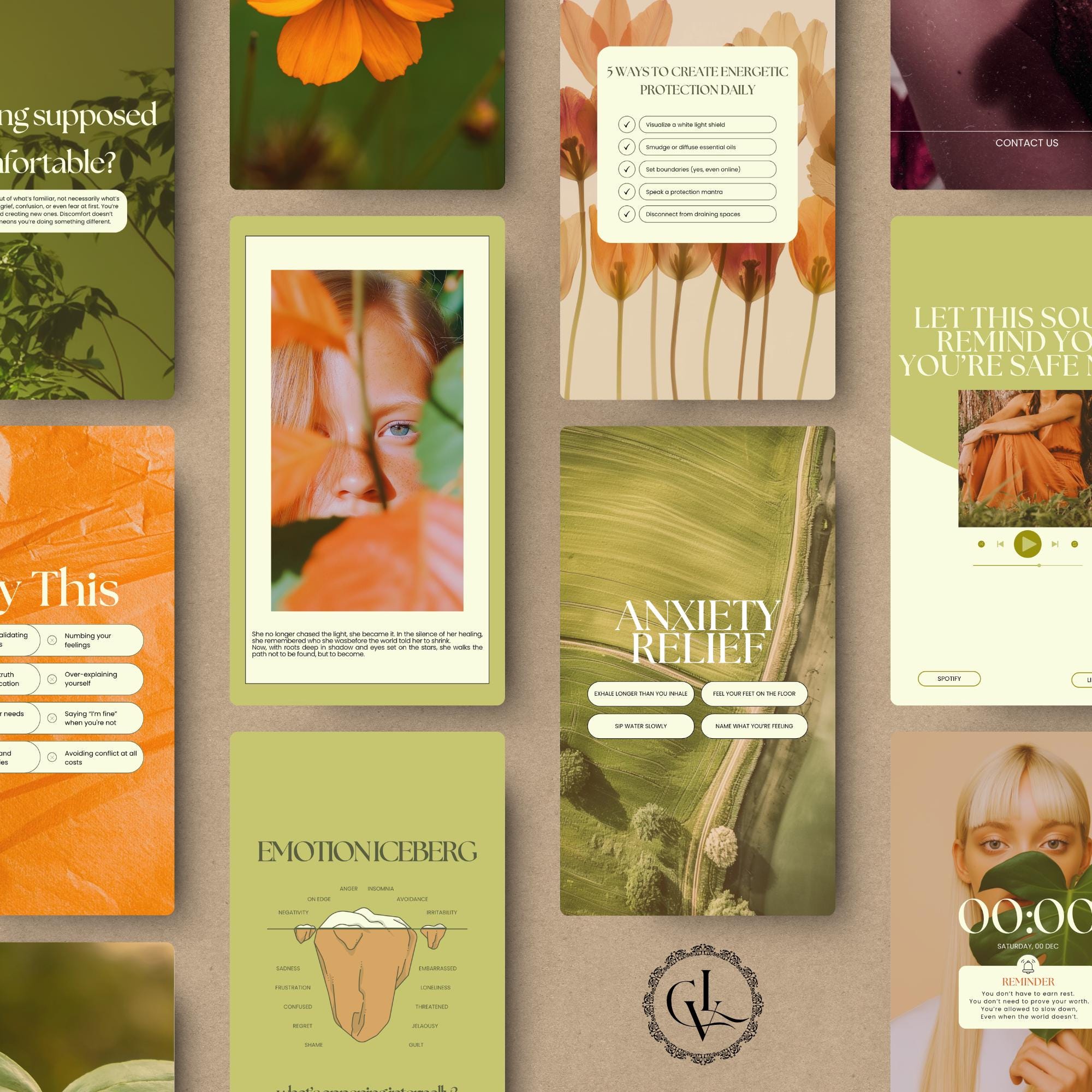Mental Health Instagram Templates | Therapist Wellness Coach Canva ...