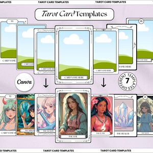 Modèles de cartes de tarot Cartes de tarot modifiables Cartes Oracle de tarot imprimables à faire soi-même pour la lecture de tarot Cartes de tarot personnalisables Cartes Oracle imprimables