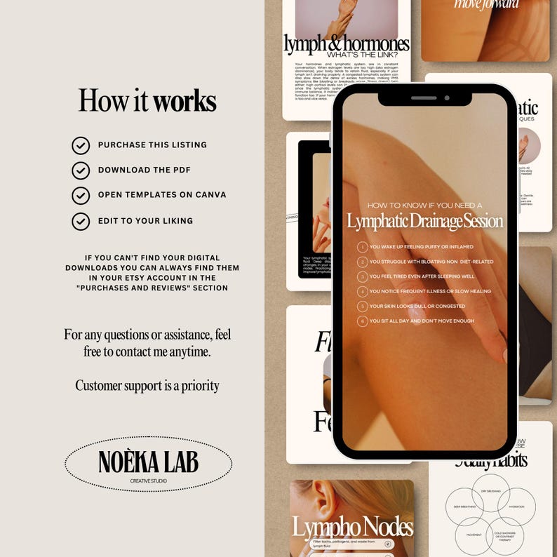 Lymphdrainage Massage Instagram Templates, Spa Social Media (Digitaler Download) Bild 12