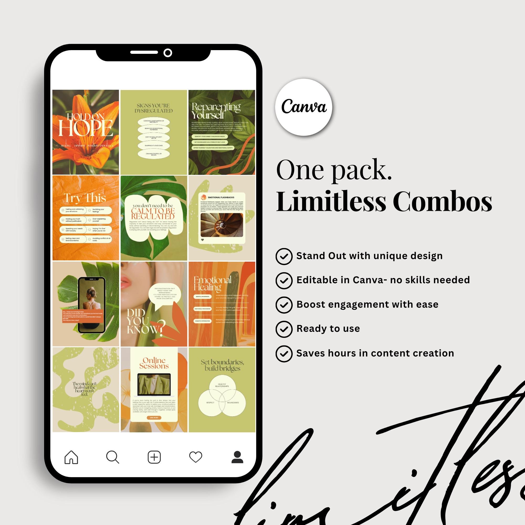 Mental Health Instagram Templates | Therapist Wellness Coach Canva ...