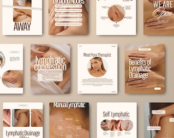 Lymphatic Drainage Instagram Post Templates: Instant Download (Canva Editable)