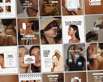 Spray Tan Instagram Templates for Spray Tanning Studios Sunless Tanning Artists Post Beauty Salons & Estheticians Canva Editable