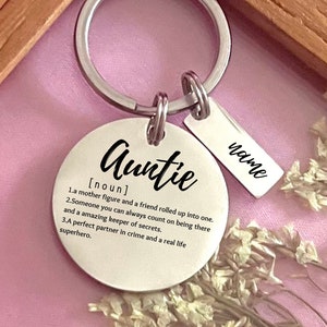 Custom Auntie Definition Stainless Steel Keychain - Personalized Heartfelt Tribute to Auntie Keychain -Christmas Gift