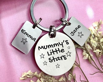 Personalized Mummy's Little Stars Stainless Steel Keychain - Custom Mother's Day Gift - Christmas Gift