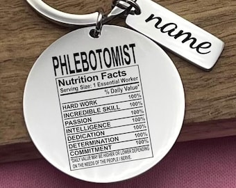Custom Phlebotomist Keychain: Funny Stainless Steel Profession Keyring