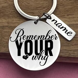 Custom Remember Your Why Stainless Steel Keychain, Personalized Motivation Gift, Daily Inspiration Keyring