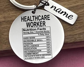 Custom Healthcare Worker Stainless Steel Keychain - Funny Profession Keyring - Healthcare Workers Gift For Christmas