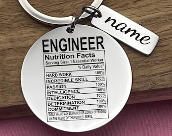 Llavero de acero inoxidable de ingeniero personalizado: un divertido regalo de profesión