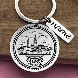 Personalized Zagreb Croatia Keychain: Stainless Steel Souvenir Gift