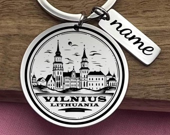Personalized Vilnius Stainless Steel Keychain: Lithuania Souvenir