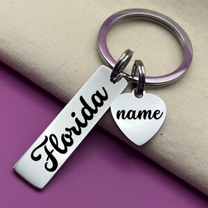 Custom Florida Love roestvrijstalen sleutelhanger - Gepersonaliseerde Florida Souvenir sleutelhanger - Custom Best of Florida-sleutelhanger