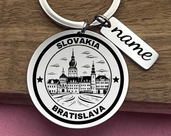 Llavero personalizado de Eslovaquia: llavero de recuerdo de acero inoxidable