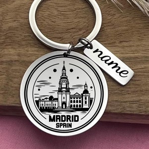 Personalized Madrid Stainless Steel Keychain: Spain Souvenir Gift