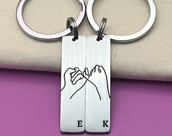 Personalized Pinky Promise Keychain Set: Stainless Steel Friendship Charm