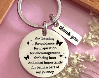 Custom Gratitude Stainless Steel Keyring - Personalized Thank You Keychain - Christmas Gift