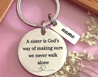 Personalized Sisterhood Keychain: Stainless Steel Sister Gift