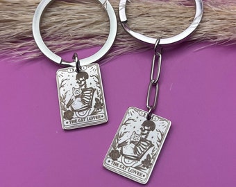 Personalized Cat Lover Tarot Card Stainless Steel Keychain