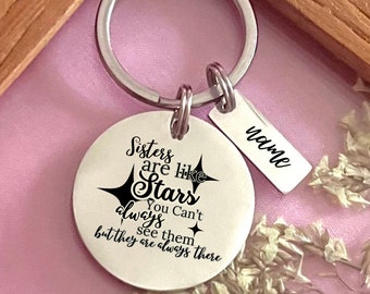 Personalized Sisters Are Like Stars Stainless Steel Keychain - Sisterly Bond