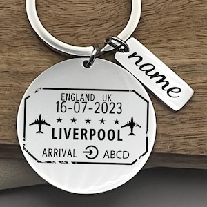Personalized Liverpool Passport Stamp Stainless Steel Keychain, Liverpool Souvenir Keyring, Custom Traveler Gift