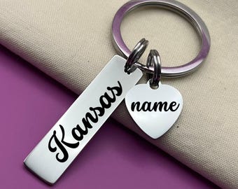 Custom Kansas Stainless Steel Keychain - Personalized Souvenir Gift