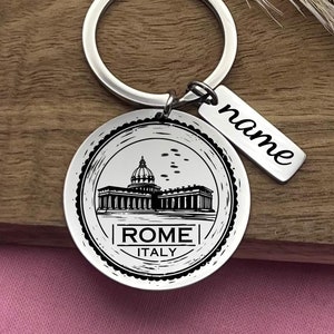 Personalized Rome Stainless Steel Keychain - Italy Souvenir Keyring - Custom Christmas Gift
