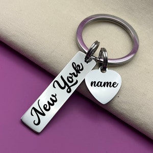 Spersonalizowany brelok ze stali nierdzewnej New York Love - spersonalizowany brelok pamiątkowy New York - spersonalizowany brelok Best of New York