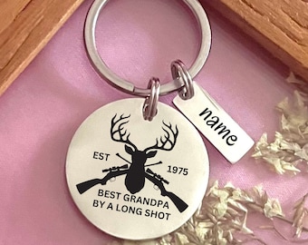 Personalized Hunting Grandpa Keychain: Stainless Steel Gift