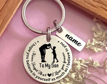 Personalized To My Son Keychain - Engraved Stainless Steel Gift