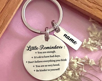 Custom Positive Reminder Stainless Steel Keychain - Personalized Inspirational Affirmation Keychain - Christmas Gift