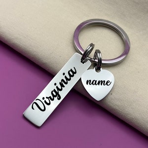 Custom Virginia Love Stainless Steel Keychain - Personalized Virginia Souvenir Keychain - Custom Best of Virginia Keychain