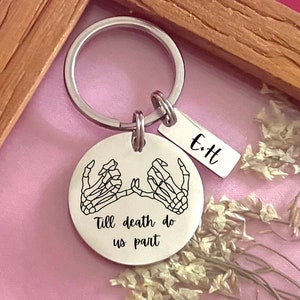 Custom Till Death Do Us Part Stainless Steel Keychain - Personalized Pinky Promise Keychain - Valentine&#39;s Day Gift - Halloween Accessory