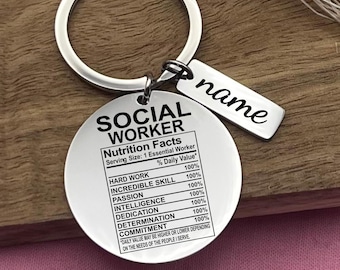 Custom Social Worker Keychain: Funny Stainless Steel Profession Keyring